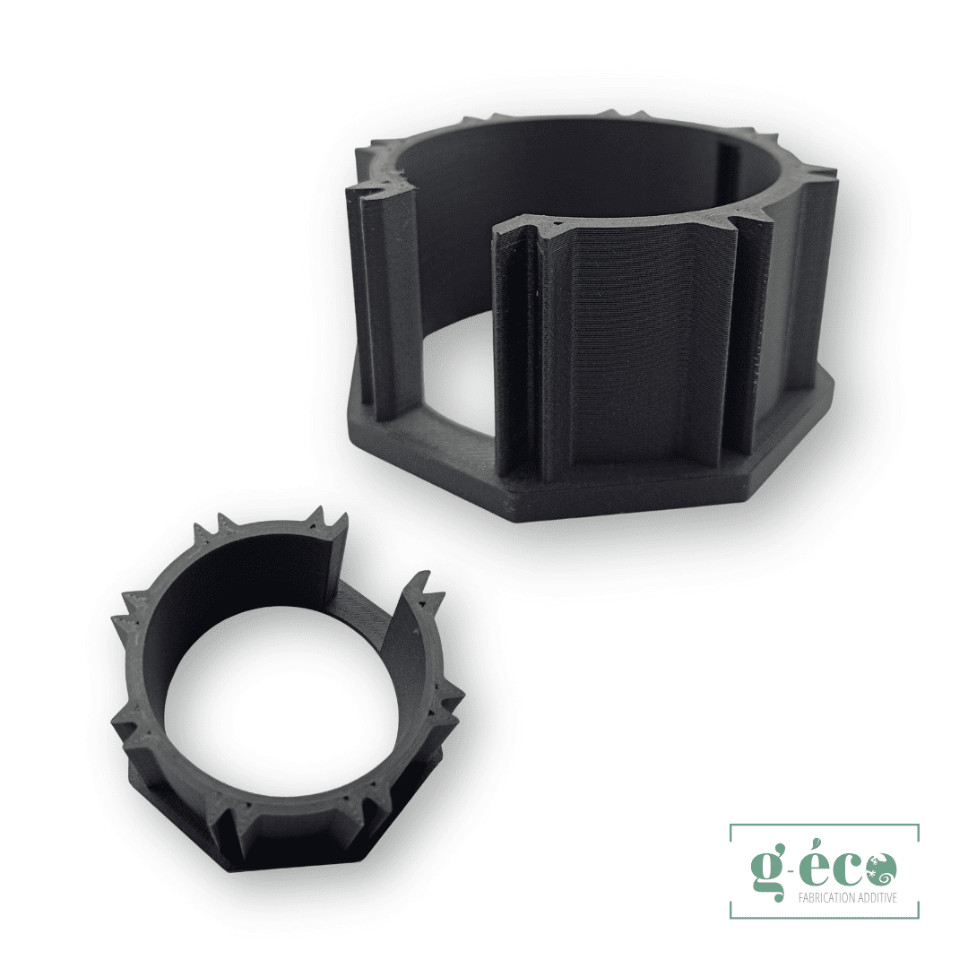 Pièce technique en impression 3D PA6 chargé fibre de carbone, pour l'industrie