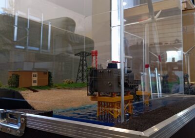 Maquette énergies renouvelables sous plexiglass , réalisé en impression 3d