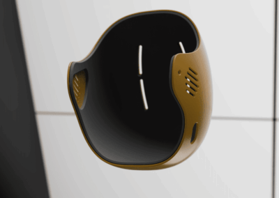 Casque innovant de sport marque Guts pour le surf, prototype, design réalisé par le bureau d'études G-Éco spécialisé en 3D à Bordeaux