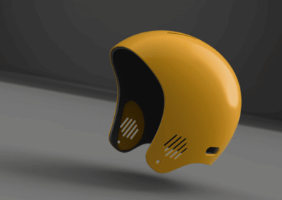 Casque innovant de sport marque Guts pour le surf, prototype, design réalisé par le bureau d'études G-Éco spécialisé en 3D