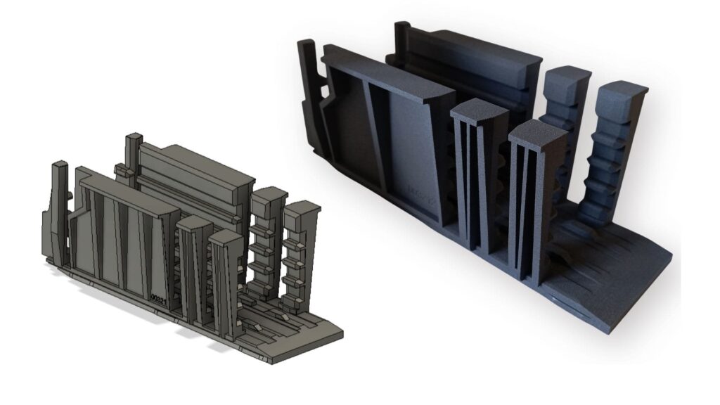Modélisation pièce de format pour ligne de conditionnement et pièce imprimée en 3D