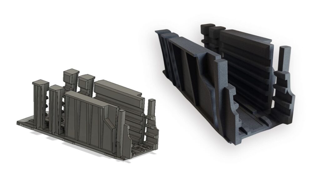 Modélisation pièce de format pour ligne de conditionnement et pièce imprimée en 3D