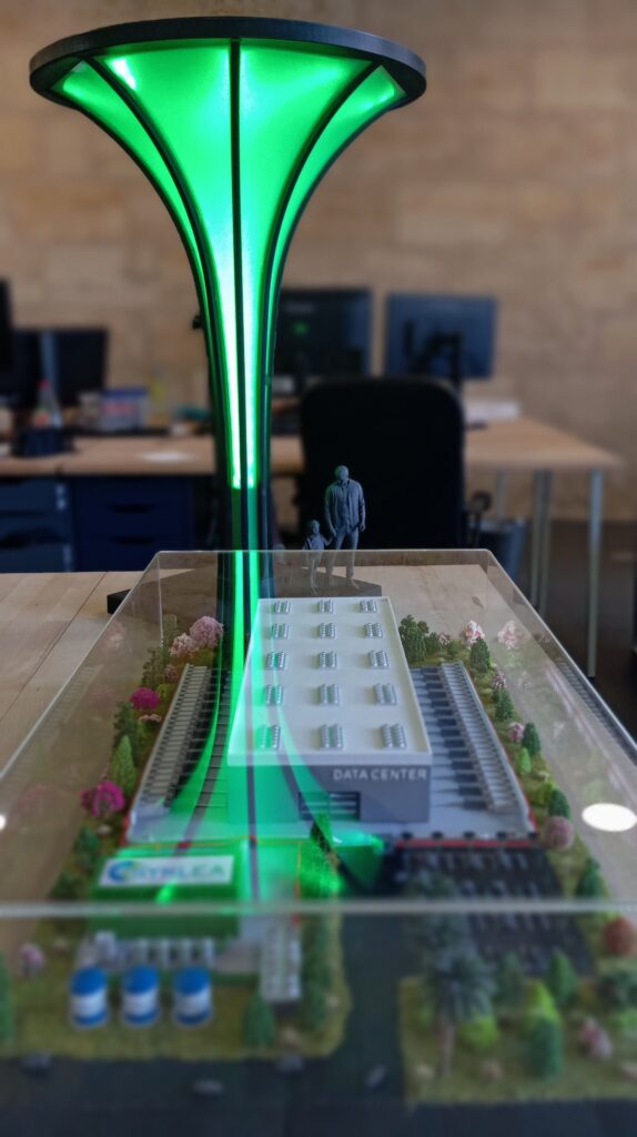Maquette de présentation industrielle avec data center