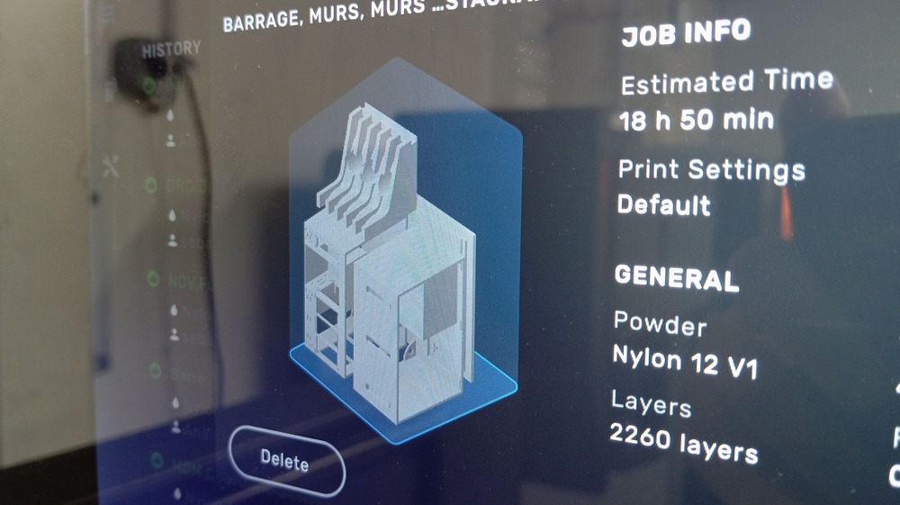 Préparation d’une impression 3D SLS pour une pièce de maquette